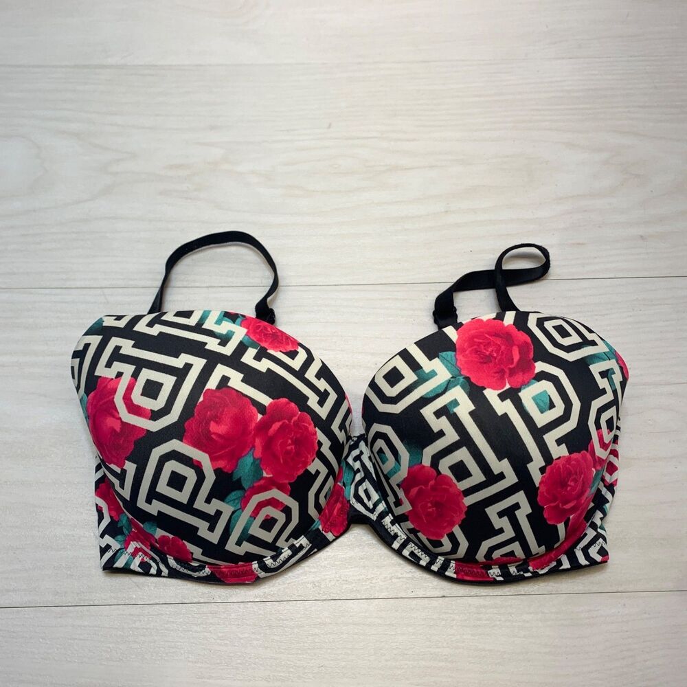 Victoria's Secret PINK 34DDD Wear Everywhere Lightly Lined Bra Crossback Roses